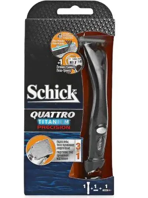 Станок для бритья Wilkinson Sword Quattro Titanium Precision с триммером с 1 сменной кассетой-2