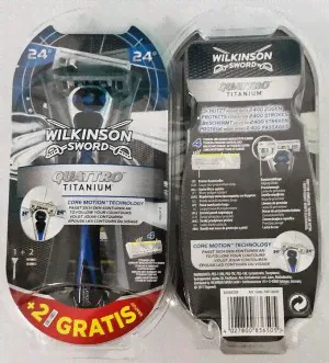 Wilkinson Sword бритвенный станок Quattro Titanium Core Motion на подставке с 3 сменными кассетами-0