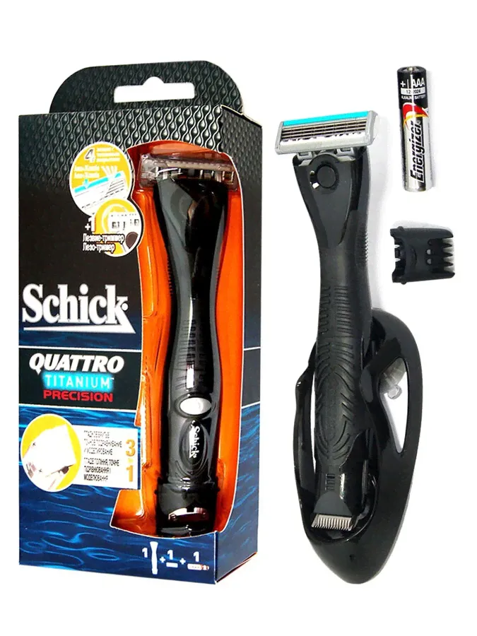 Станок для бритья Wilkinson Sword Quattro Titanium Precision с триммером с 1 сменной кассетой-0
