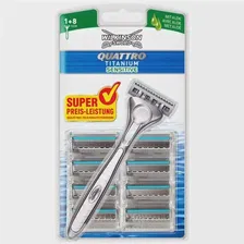 Многоразовый бритвенный станок Wilkinson Sword Quattro Titanium Sensitive, 9 шт.