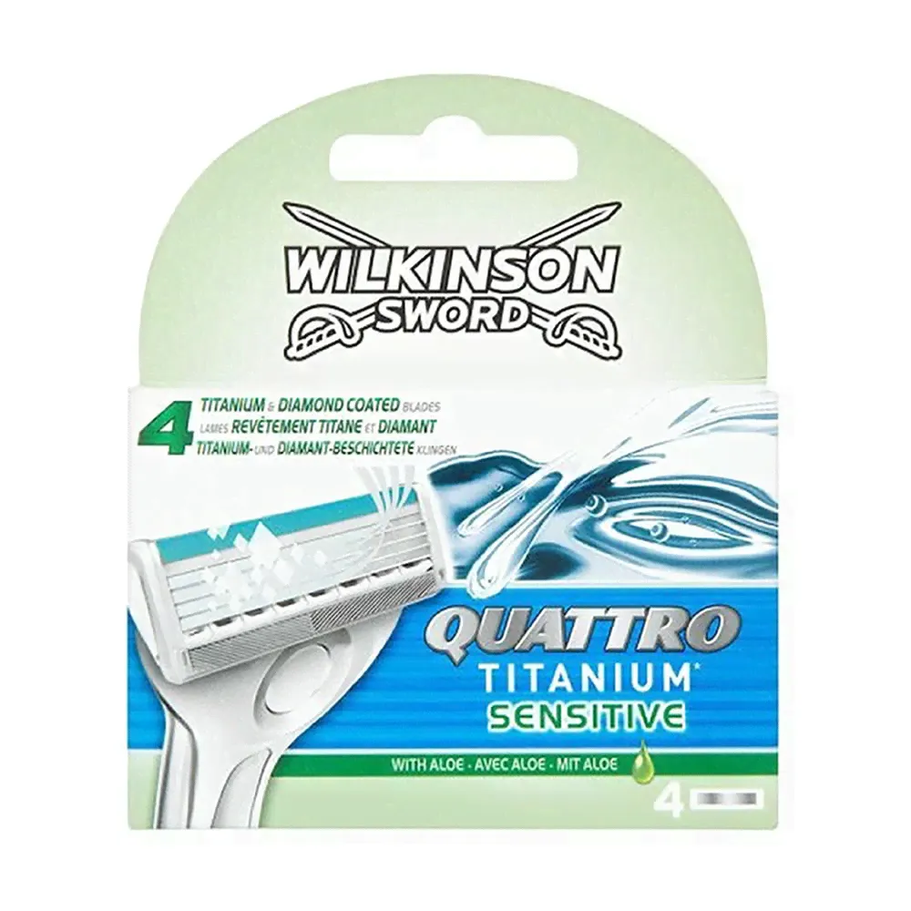 Wilkinson Sword / Quattro Titanium Sensitive / Сменные кассеты для бритвы Quattro ( 4 шт)-0
