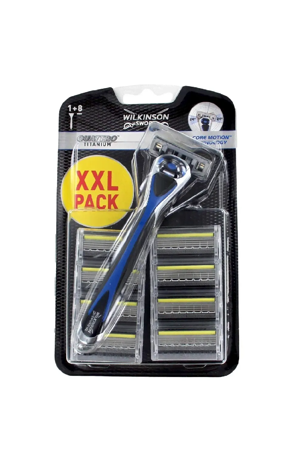 Бритвенный станок + 9 кассет Wilkinson Sword Schick Quattro Titanium Core Motion, Quattro Titanium Core Motion