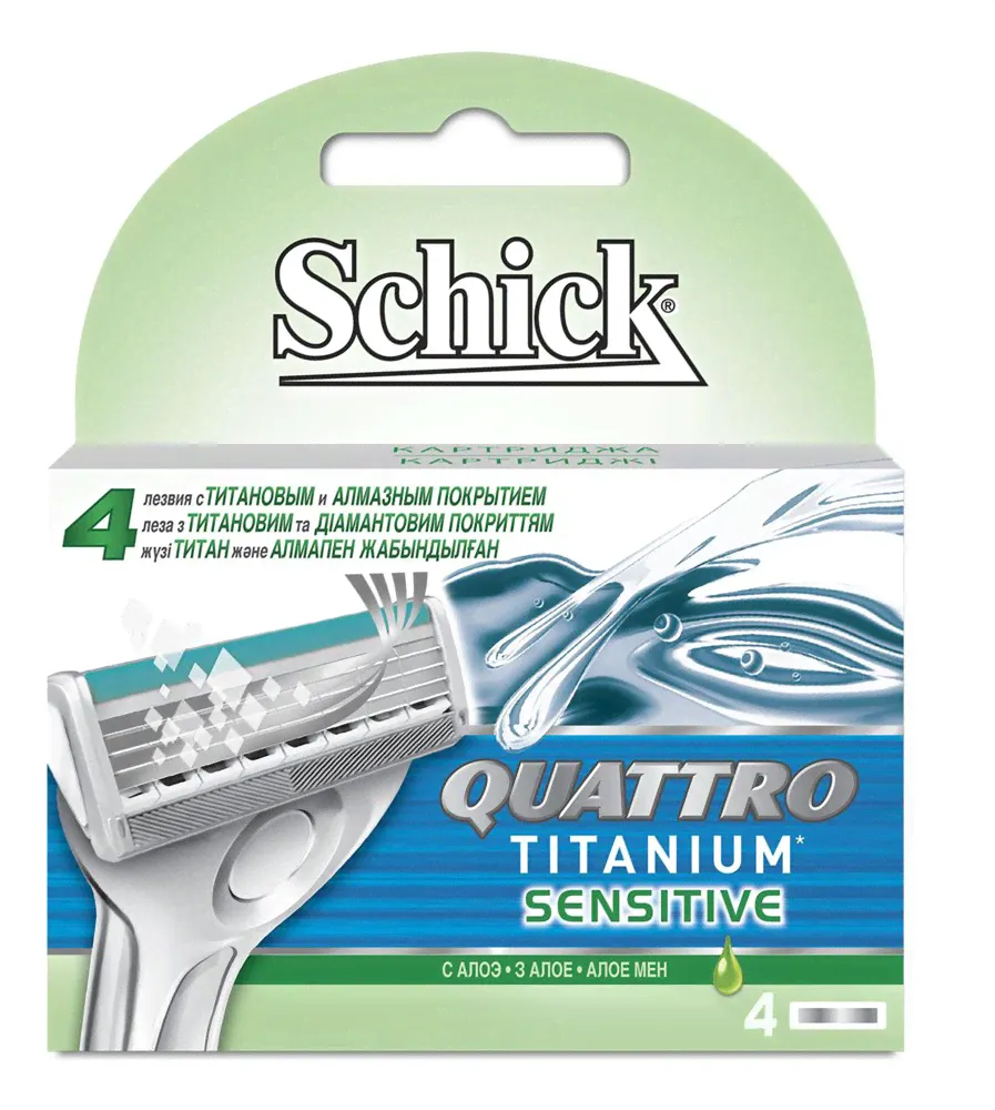 Schick/Wilkinson кассеты для бритья сменные мужские Quattro Titanium 4шт